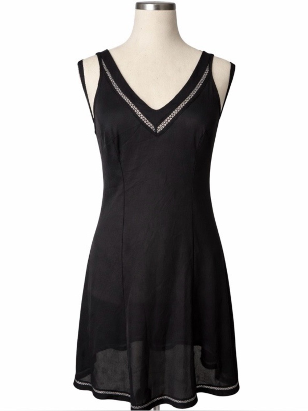 Black Whimsigoth Slip/Dress Lace Trim Mob Wife Chemise Nightgown Medium